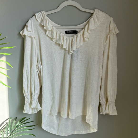 Ralph Lauren Cream Ruffle Blouse - Picture 5 of 5